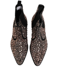 Dolce & Gabbana Silver Embellished Chelsea Ankle Boots Shoes