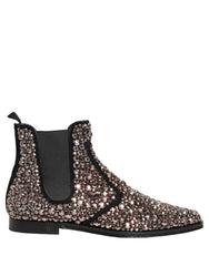 Dolce & Gabbana Silver Embellished Chelsea Ankle Boots Shoes