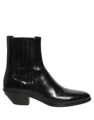 Dolce & Gabbana Black Leather Chelsea Mid Calf Boots Shoes