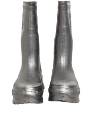 Dolce & Gabbana Metallic Silver Pull On Rain Boots Men Shoes
