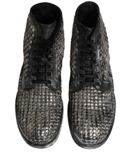 Dolce & Gabbana Black Leather Runway Studs Ankle Boots Shoes