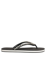 Dolce & Gabbana Black Embellished Rubber Flip Flops Men Shoes