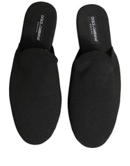 Dolce & Gabbana Black Suede Slides Flat Slipper Men Shoes