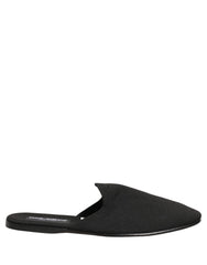 Dolce & Gabbana Black Suede Slides Flat Slipper Men Shoes