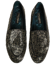 Dolce & Gabbana Black Silver Embellished Dress Loafers Shoes