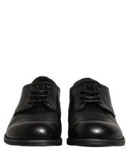 Dolce & Gabbana Black Leather Men Derby Dress Formal Shoes