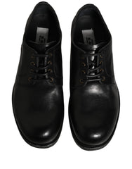 Dolce & Gabbana Black Leather Men Derby Dress Formal Shoes