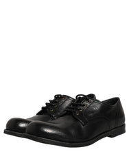 Dolce & Gabbana Black Leather Men Derby Dress Formal Shoes