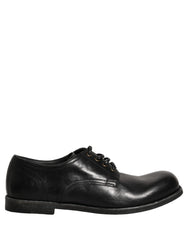 Dolce & Gabbana Black Leather Men Derby Dress Formal Shoes