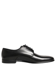 Dolce & Gabbana Black Leather Men Derby Dress Formal Shoes