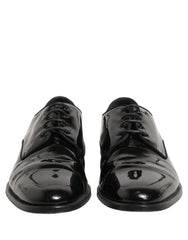 Dolce & Gabbana Black Leather Men Derby Dress Formal Shoes