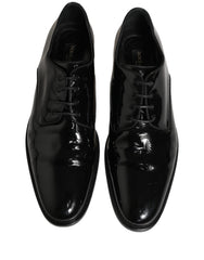 Dolce & Gabbana Black Leather Men Derby Dress Formal Shoes