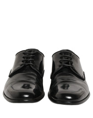 Dolce & Gabbana Black Leather Men Derby Dress Formal Shoes