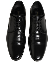 Dolce & Gabbana Black Leather Men Derby Dress Formal Shoes