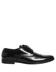 Dolce & Gabbana Black Leather Men Derby Dress Formal Shoes
