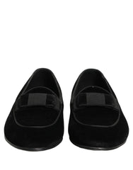 Dolce & Gabbana Black Velvet Loafers Formal Men Dress Shoes