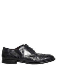 Dolce & Gabbana Blue Leather Derby Wingtip Formal Shoes