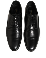 Dolce & Gabbana Black Leather Men Derby Dress Formal Shoes