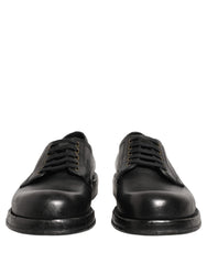 Dolce & Gabbana Black Leather Lace Up Derby Dress Men Shoes