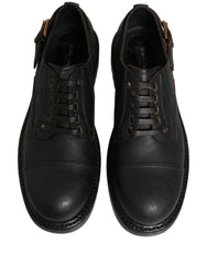 Dolce & Gabbana Dress Black Leather Lace Up Derby Men Shoes