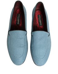 Dolce & Gabbana Blue Woven Men Slip On Dress Loafers Shoes