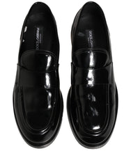 Dolce & Gabbana Black Leather Formal Men Dress Loafers Shoes