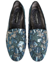 Dolce & Gabbana Multicolor Embroidered Sequin Loafers Shoes