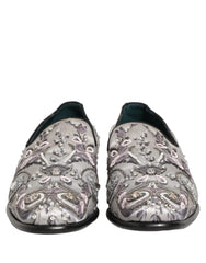 Dolce & Gabbana White Sequined Formal Slip On Loafers Shoes