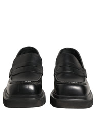 Dolce & Gabbana Black Calfskin Leather Men Dress Loafers Shoes