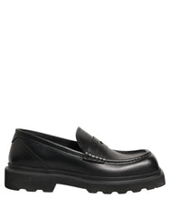 Dolce & Gabbana Black Calfskin Leather Men Dress Loafers Shoes