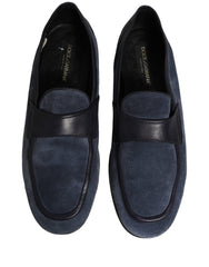 Dolce & Gabbana Blue Suede Leather Loafers Moccasins Shoes