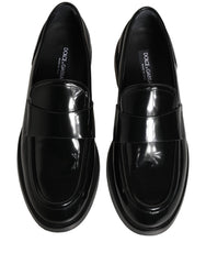Dolce & Gabbana Black Leather Formal Men Dress Loafers Shoes