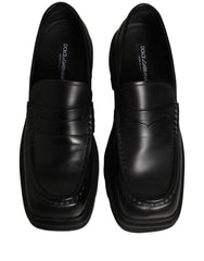 Dolce & Gabbana Black Calfskin Leather Men Dress Loafer Shoes