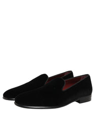 Dolce & Gabbana Black Velvet Loafers Formal Men Dress Shoes
