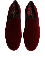 Dolce & Gabbana Maroon Velvet Slip On Dress Loafers Shoes