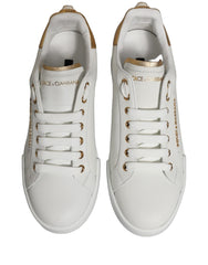 Dolce & Gabbana White Gold Embellished Low Top Sneakers Shoes