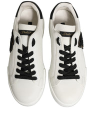 Dolce & Gabbana White Leather DG Logo Low Top Sneakers Shoes