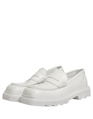 Dolce & Gabbana White Leather Chunky Sole Slip On Derby Shoes