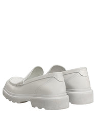 Dolce & Gabbana White Leather Chunky Sole Slip On Derby Shoes