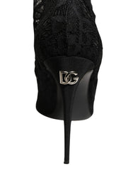 Dolce & Gabbana Black Taormina Lace Socks Boots Pumps Shoes