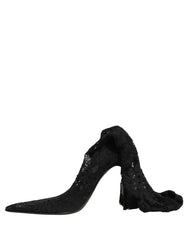 Dolce & Gabbana Black Taormina Lace Socks Boots Pumps Shoes