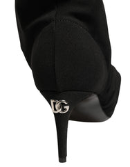 Dolce & Gabbana Black Stretch Socks Heels Ankle Boots Shoes