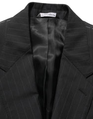 Dolce & Gabbana Black Stripes Wool Single Breasted Blazer