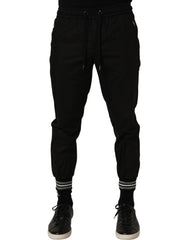 Dolce & Gabbana Black Cotton Mid Waist Jogger Sweatpants Pants