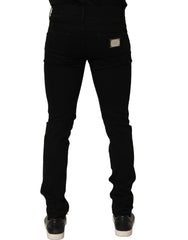 Dolce & Gabbana Black Embellished Cotton Skinny Denim Jeans