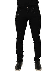 Dolce & Gabbana Black Embellished Cotton Skinny Denim Jeans