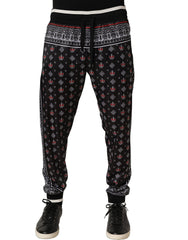 Dolce & Gabbana Black Bandana Crown Jogger Men Trouser Pants