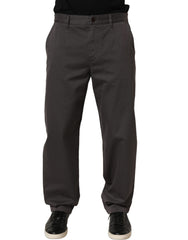 Dolce & Gabbana Dark Gray Cotton Straight Chino Trouser Pants