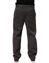 Dolce & Gabbana Dark Gray Cotton Straight Chino Trouser Pants