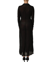 Dolce & Gabbana Black Silk Sheer Chiffon Long Maxi Dress